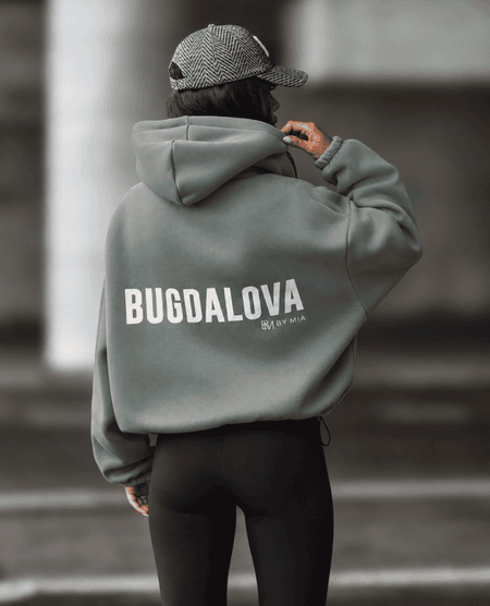 Bluza BUGDALOVA ocieplana na troczkach z kapturem By Mia szałwia