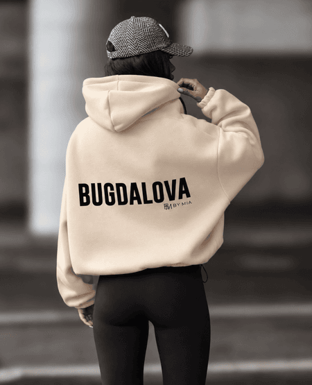 Bluza BUGDALOVA ocieplana na troczkach z kapturem By Mia beżowa
