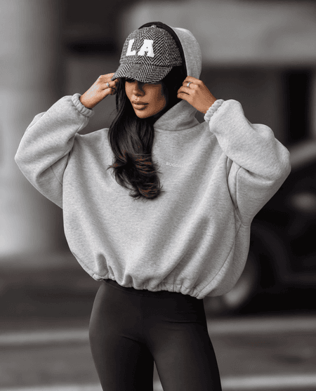 Bluza BUGDALOVA ocieplana na troczkach z kapturem By Mia jasny szary